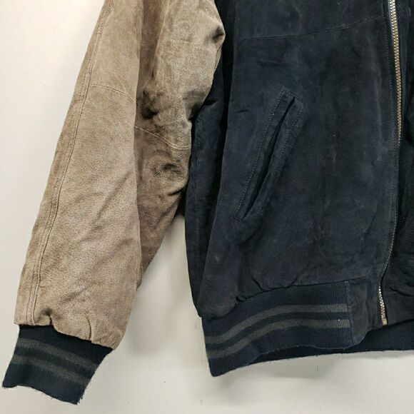 VTG Northwest Territory Leather Varsity Jacket Mens Large Blue Tan Suede Bomber - Picture 4 of 7